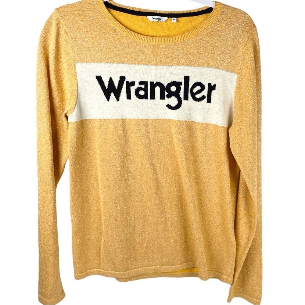 Wrangler Gold and White Crew Neck Sweater